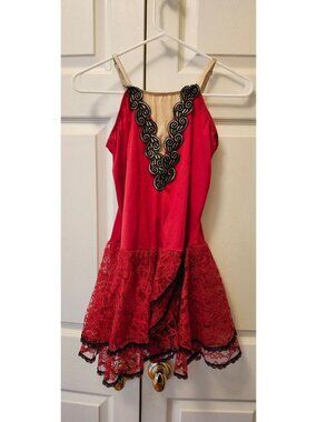 Women Dansco Fina Red Black Flamenco Spanish Dress Dance Costume Size LA USA